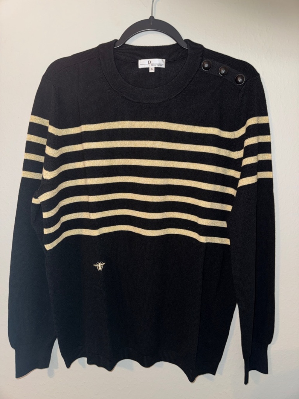Women’s Black & Cream Striped Knit Sweater NWOT